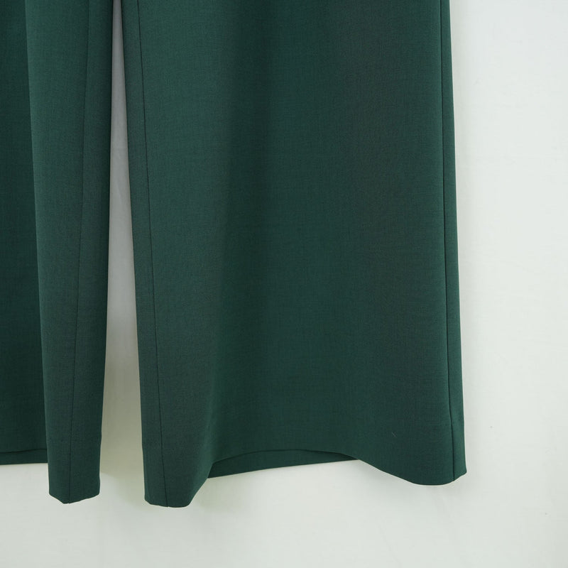 STRETCH WIDE-LEG PANTS-GREEN-