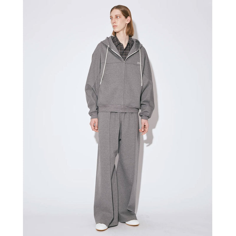 compqct double jersey wide straight pants-gray-