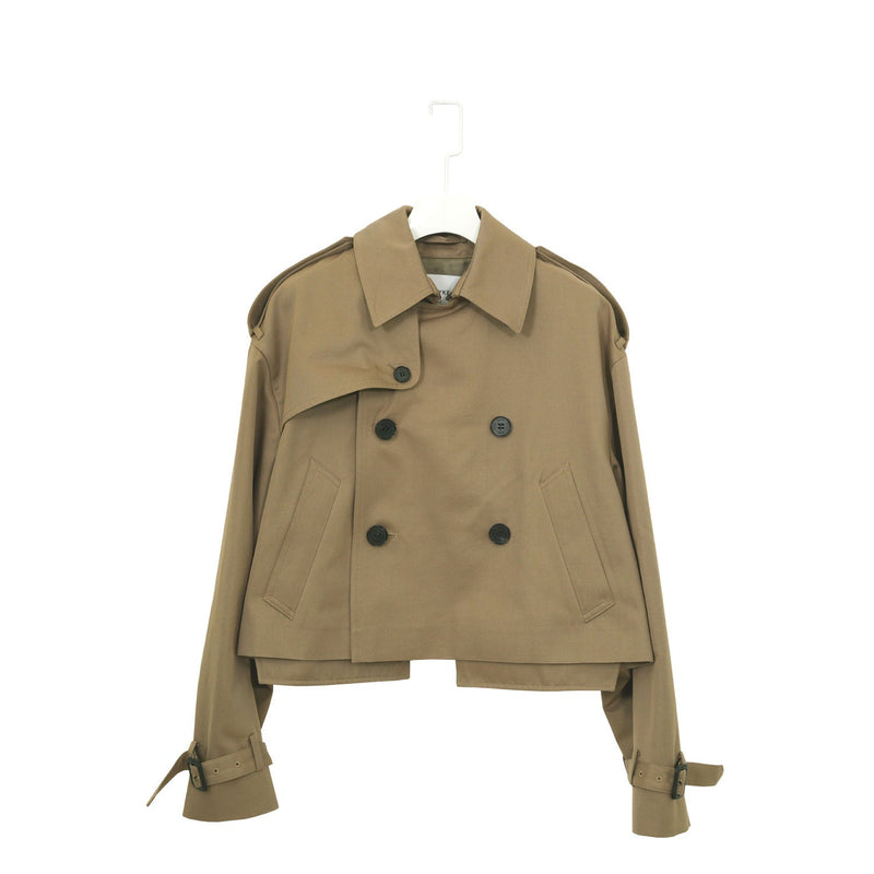 CROPPED TRENCH COAT/BIG FIT-BEIGE-