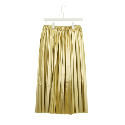 フェイクレザープリーツスカート-GOLD-