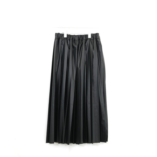 フェイクレザープリーツスカート-BLACK-