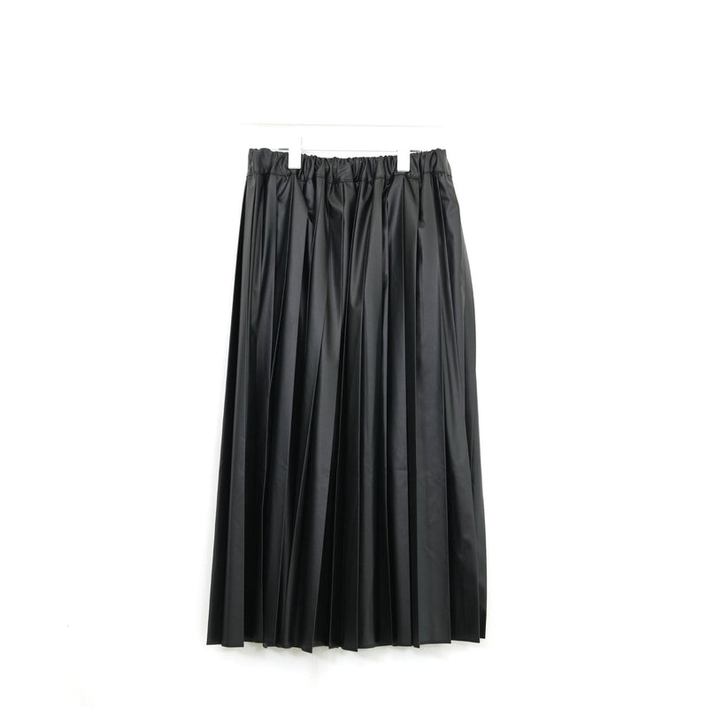 フェイクレザープリーツスカート-BLACK-