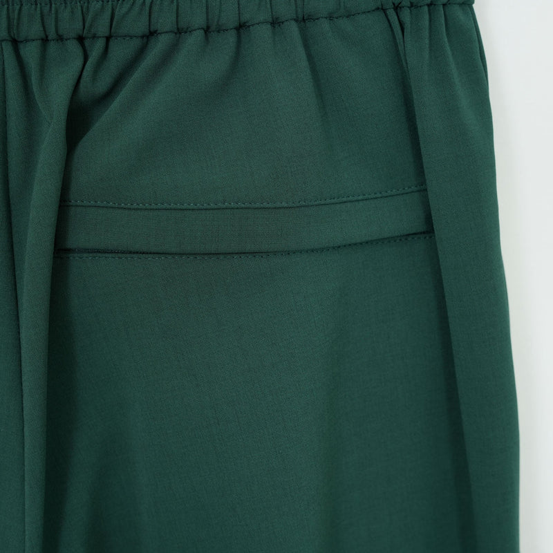 STRETCH WIDE-LEG PANTS-GREEN-