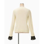 Detachable Embroidery Cuff Knitted Cardigan-black-