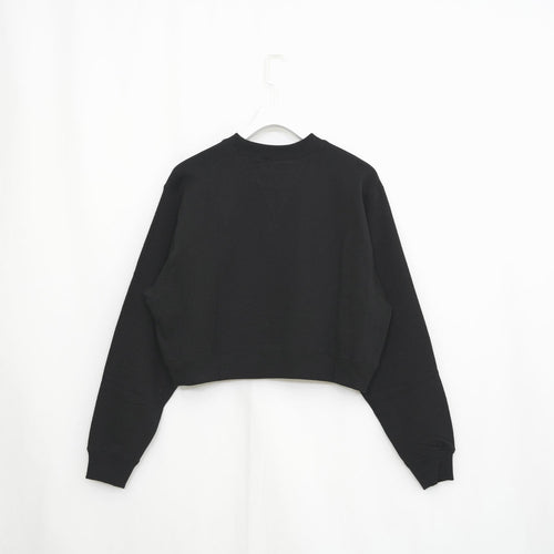CROPPED SWEAT SHIRT-BLACK-