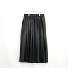 フェイクレザープリーツスカート-BLACK-