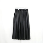 フェイクレザープリーツスカート-BLACK-