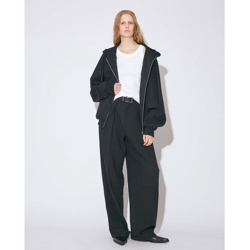 compact double jersey zip up parka-black-