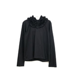 フリルフーディカットソー-BLACK-