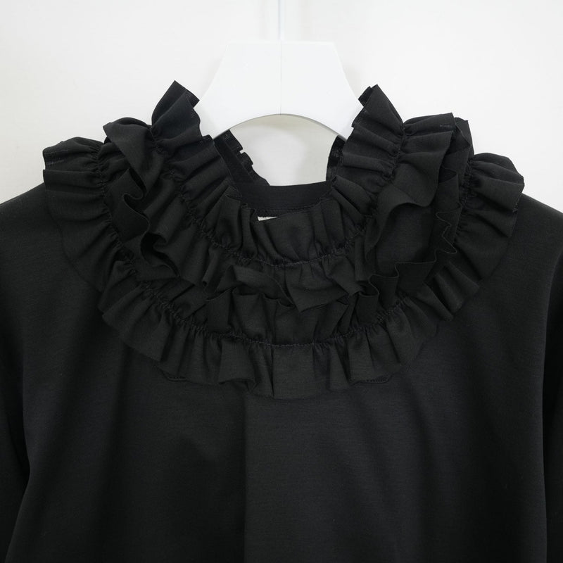 フリルフーディカットソー-BLACK-