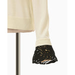 Detachable Embroidery Cuff Knitted Cardigan-black-