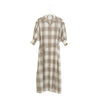 T/W OMBRE CHECK BALLOON SLEEVE DRESS-BEIGE-