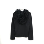 フリルフーディカットソー-BLACK-