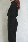RIB SLEEVE SWEATER -BLACK-
