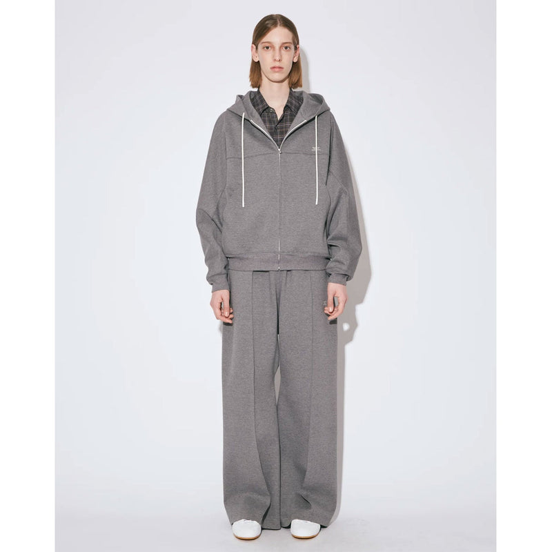 compact double jersey zip up parka-gray-