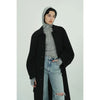 WOOL RIB HOODED TIGHT TOPS -BLACK-