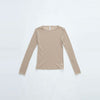 Cut-off long sleeve top -BEIGE-