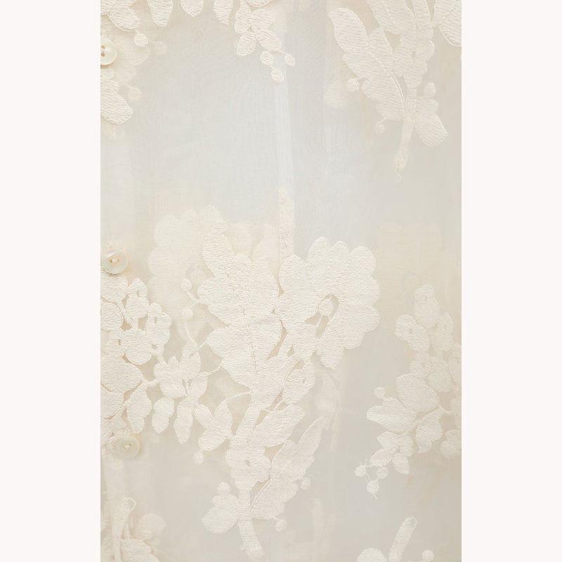 SHEER FLOWER LACE SHIRTS -IVORY-