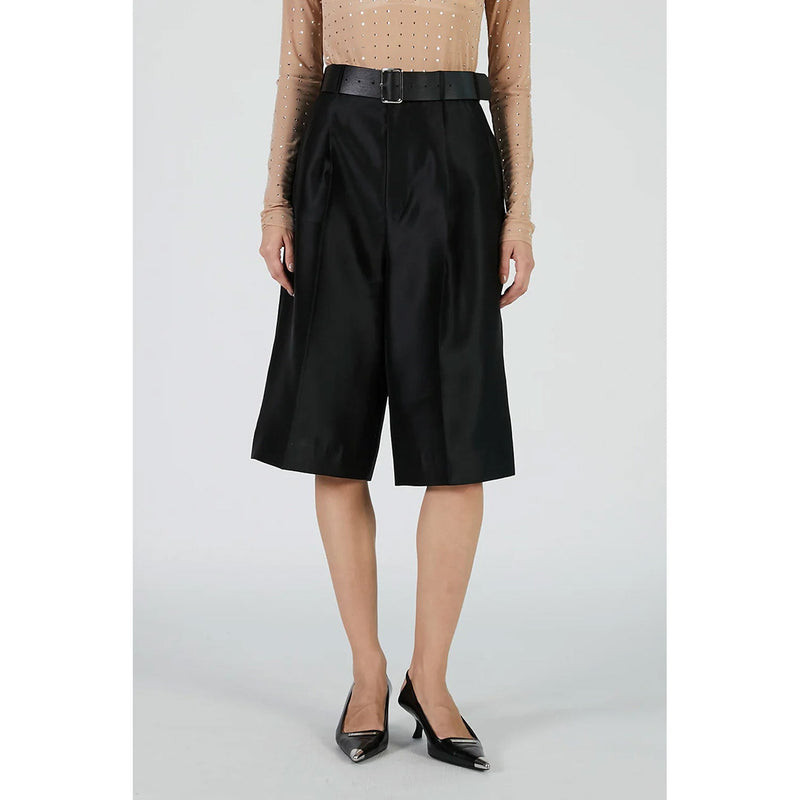 Organza Bermuda Pants-BLACK-