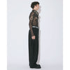 tropical wool mohair side tuck widepants-black-