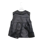 フェイクレザーブラウス-BLACK-