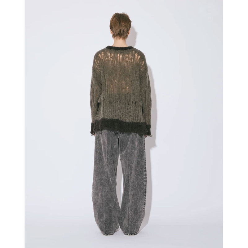 flip wooledmohair damaged pullover-dark brown-