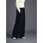 ALISON TROUSERS/ VELOUR SMOOTH -BLACK-