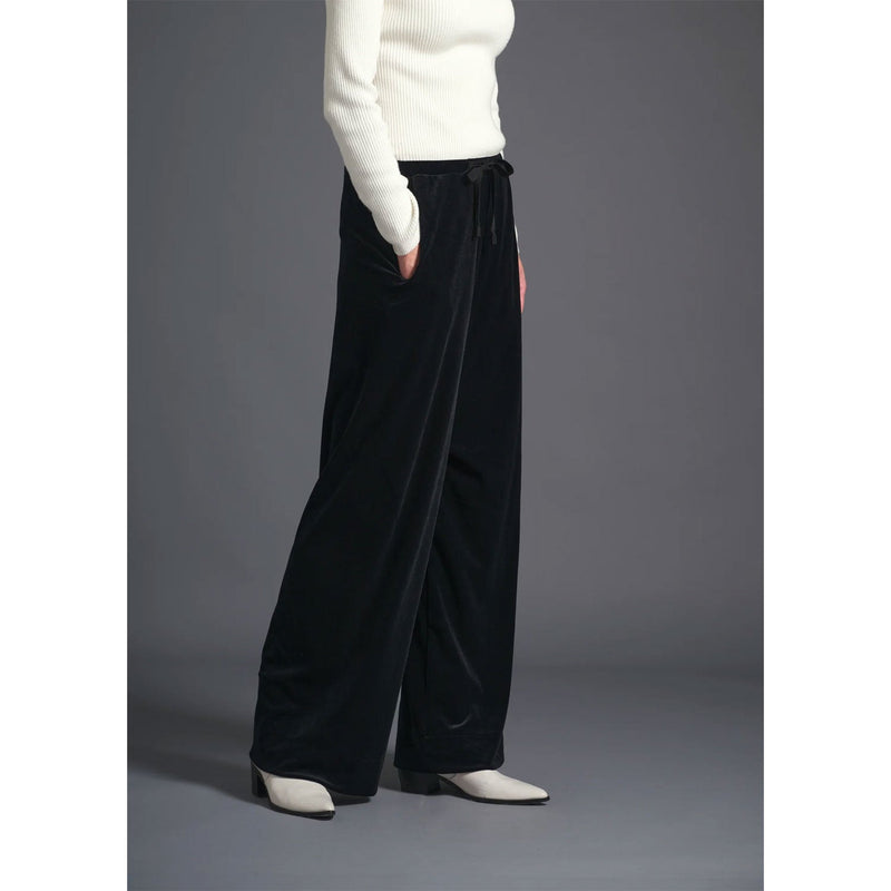 ALISON TROUSERS/ VELOUR SMOOTH -BLACK-