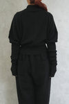 RIB SLEEVE SWEATER -BLACK-