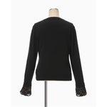 Detachable Embroidery Cuff Knitted Cardigan-black-