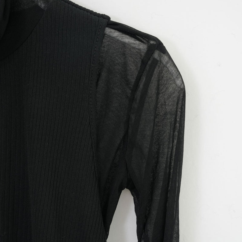 SHEER TWIST BACK TOP-BLACK-