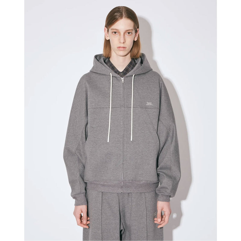 compact double jersey zip up parka-gray-