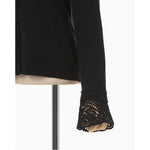 Detachable Embroidery Cuff Knitted Cardigan-black-