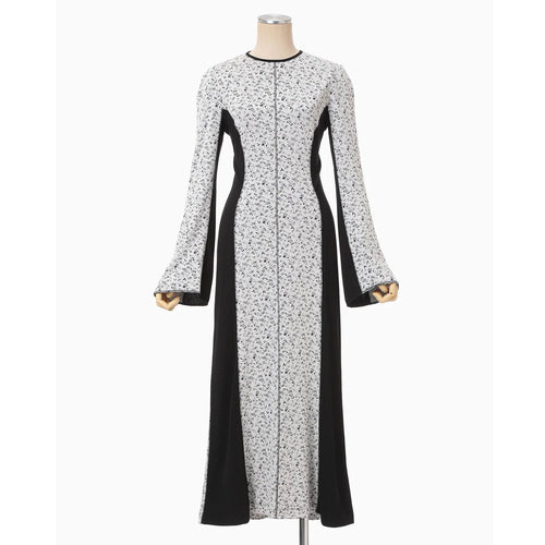 Floral Jacquard Fraise Stitch Dress - white