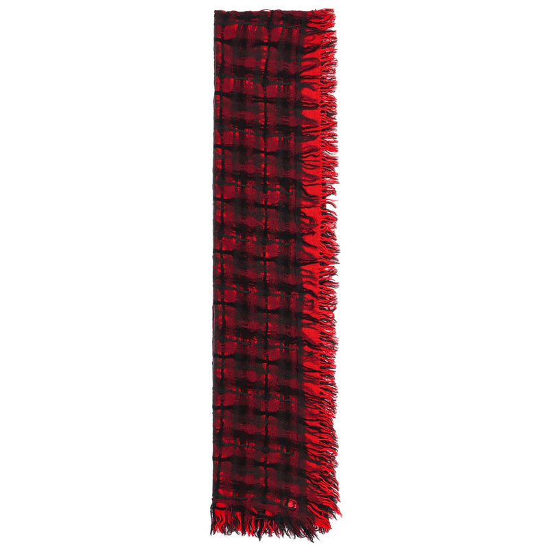 HOLED PLAID WOOL SCARF