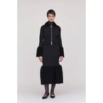 FLUTED PILE GULITTER CROPPED ZIP SHIRT CARDIGAN-BLACK-BLACK-