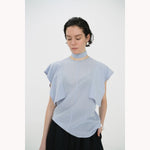 SQUARE SLEEVE BLOUSE -BLUE-