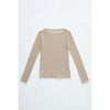 Cut-off long sleeve top -BEIGE-