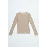 Cut-off long sleeve top -BEIGE-