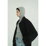 WOOL RIB HOODED TIGHT TOPS -BLACK-