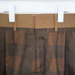 SHEER PLAID WIDE PANTS-C/BROWN-