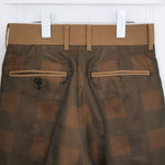 SHEER PLAID WIDE PANTS-GREEN-