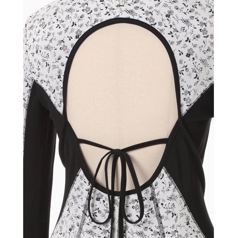 Floral Jacquard Fraise Stitch Dress - white