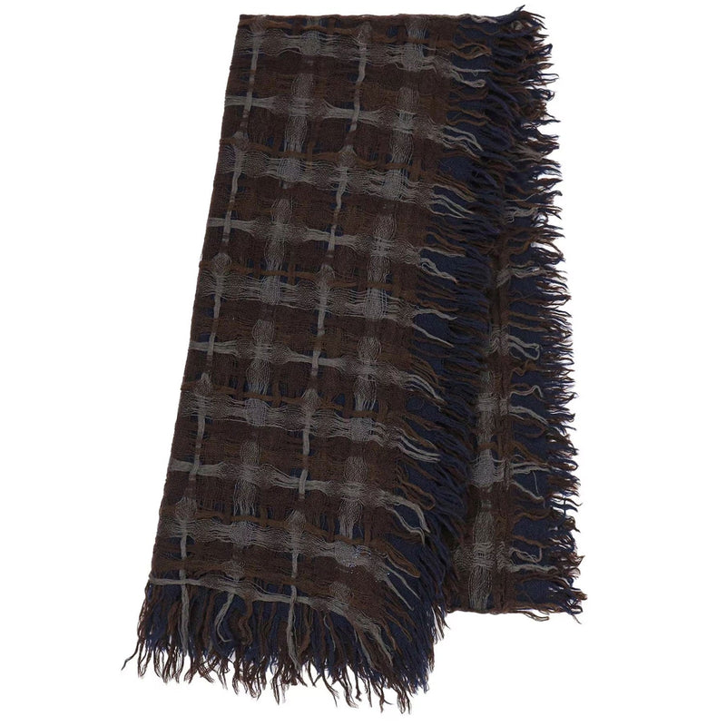 HOLED PLAID WOOL SCARF