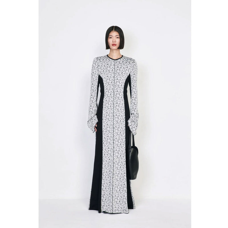 Floral Jacquard Fraise Stitch Dress - white