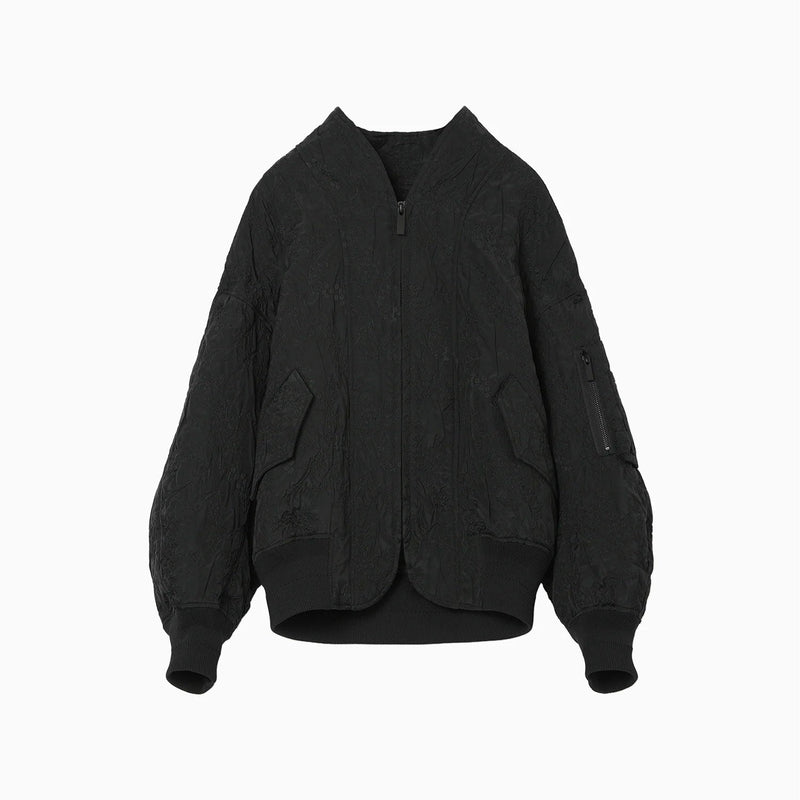 Floral Jacquard Triple Cloth Jacket-black-
