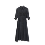 SHEER TWILL DRESS-BLACK-