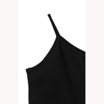 ONE SHOULDER RIB TANK-BROWN-