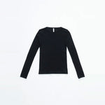 Cut-off long sleeve top -BLACK-