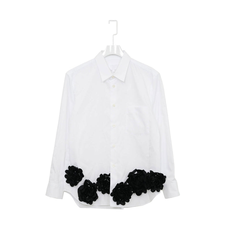 フラワーモチーフシャツ-WHITE×BLACK-